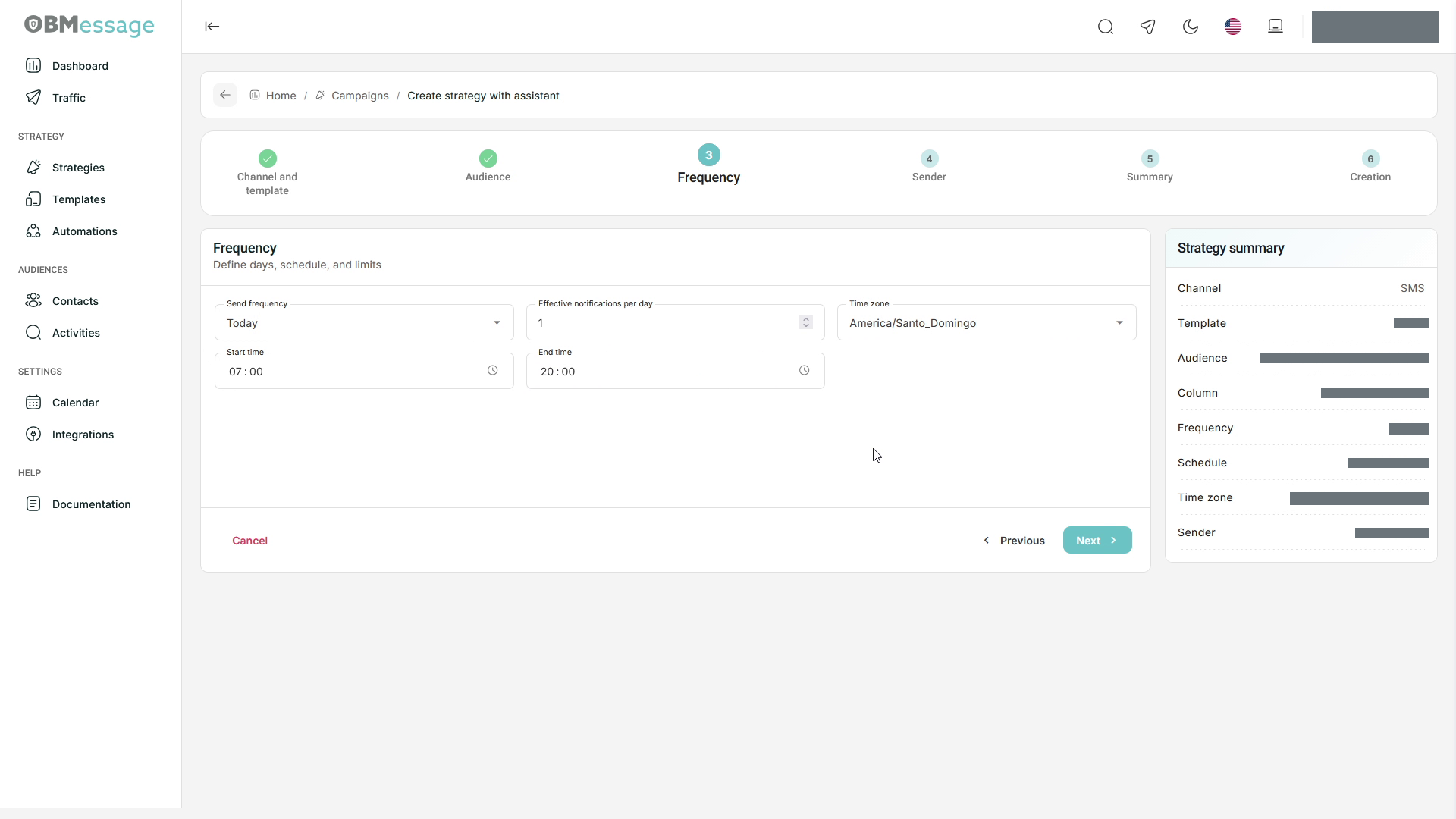 Wizard: frequency, schedule, and time zone